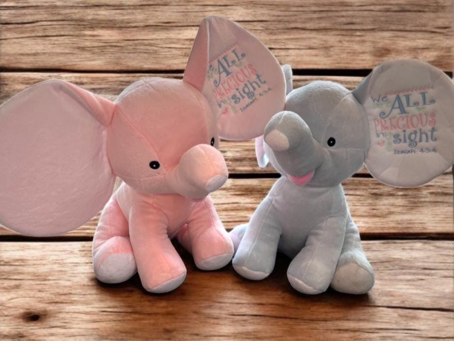 Personalized Embroidered Elephant Plush: Custom Baby Keepsake