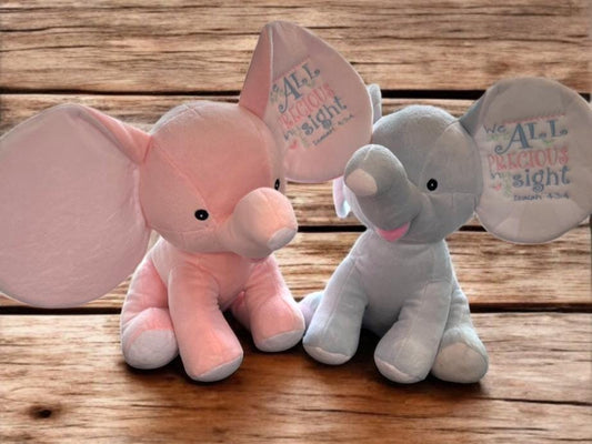 Personalized Embroidered Elephant Plush: Custom Baby Keepsake