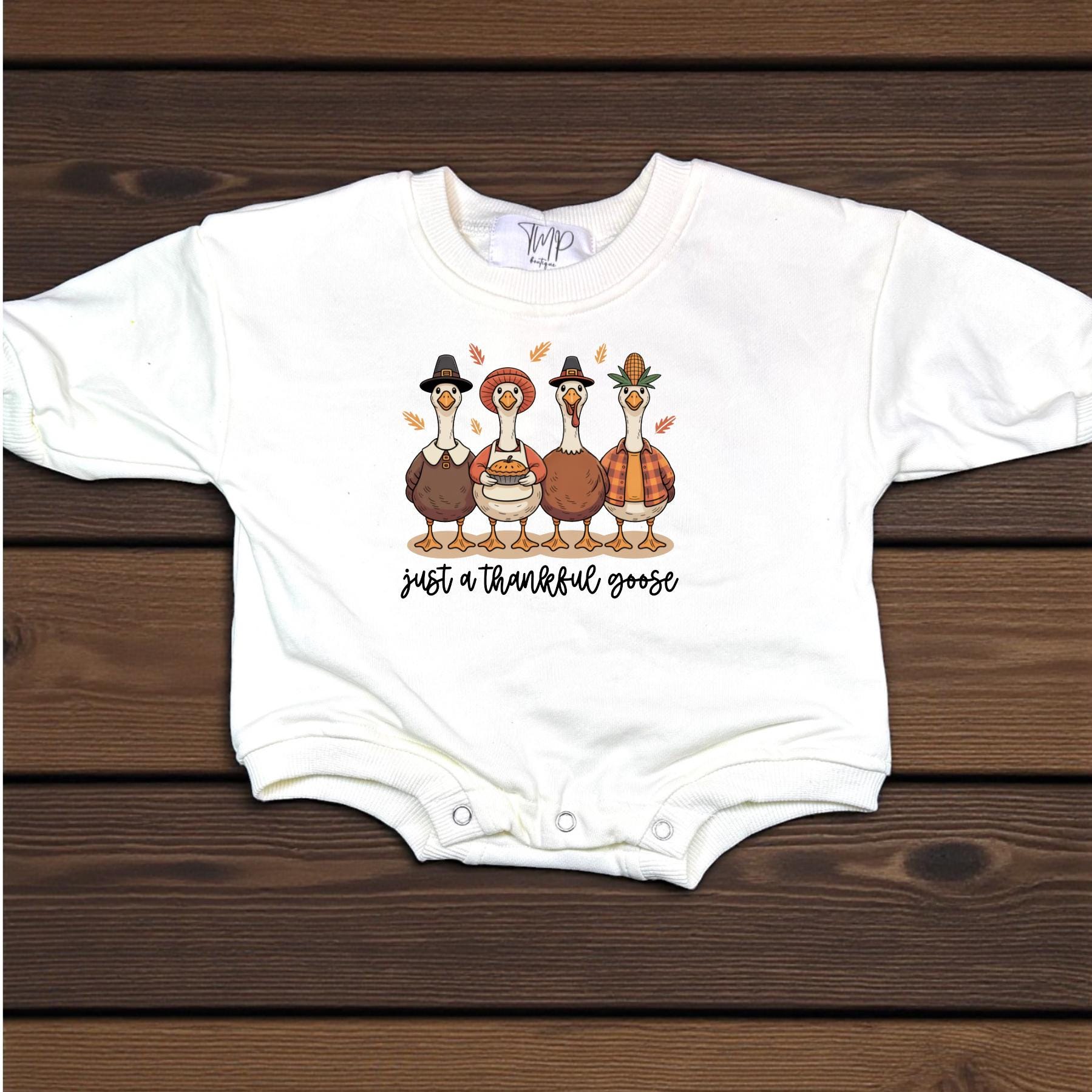 Thanksgiving Baby Romper, Thankful Goose Baby Outfit, Fall Baby Bubble, Baby's First Thanksgiving Outfit, Turkey Day Baby