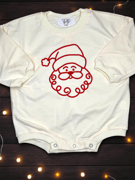 Santa Embroidered Baby Romper, Long Sleeve Christmas Bubble, Christmas Pictures, Boy Santa Outfit, Girl Santa Outfit, Christmas Romper