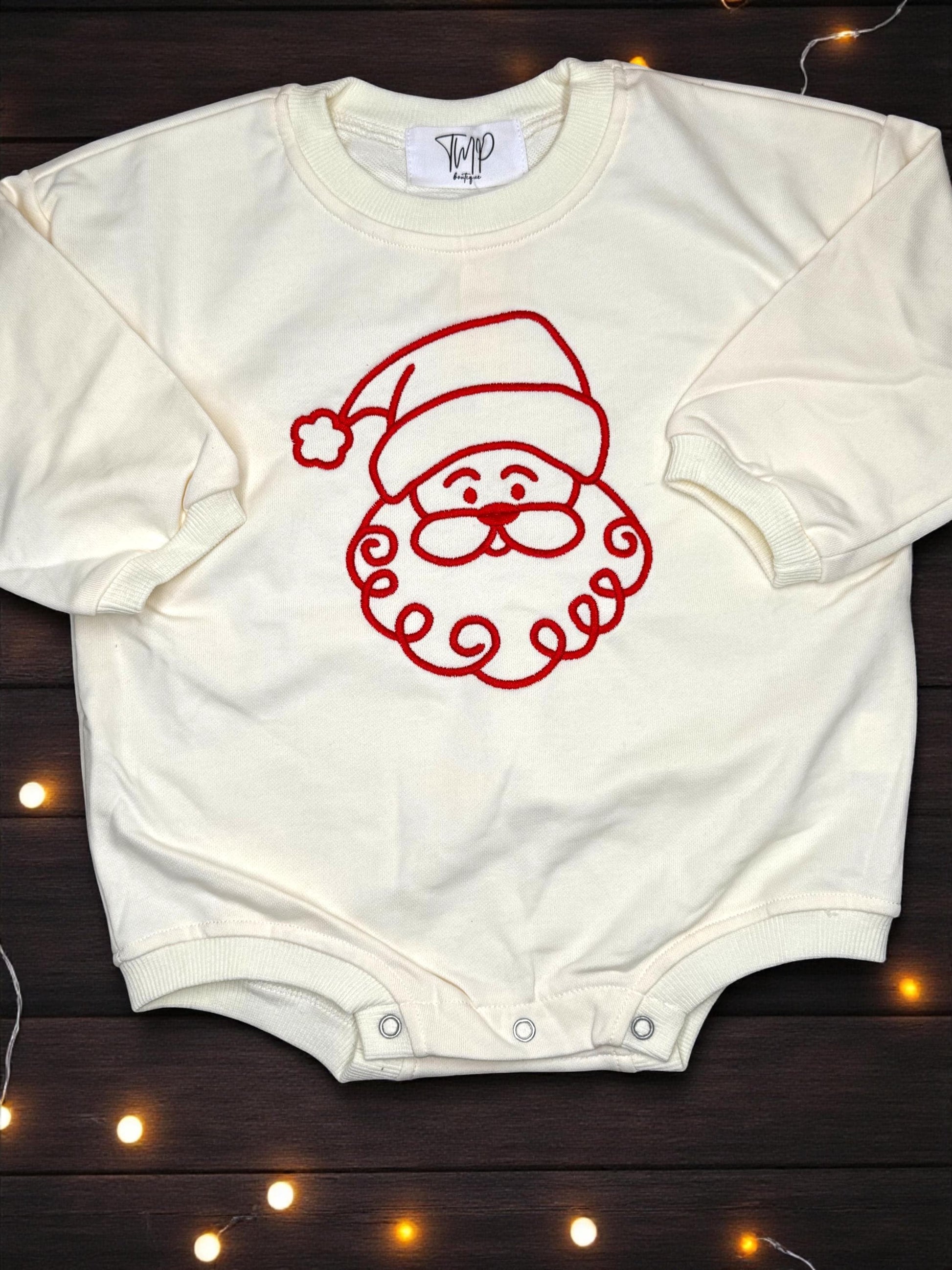Santa Embroidered Baby Romper, Long Sleeve Christmas Bubble, Christmas Pictures, Boy Santa Outfit, Girl Santa Outfit, Christmas Romper