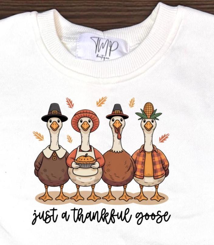 Thanksgiving Baby Romper, Thankful Goose Baby Outfit, Fall Baby Bubble, Baby's First Thanksgiving Outfit, Turkey Day Baby
