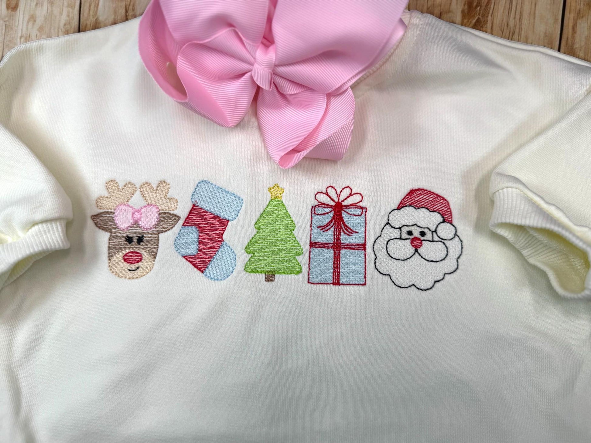 Embroidered Christmas Baby Outfit, Holiday Bubble Romper and Leggings Set