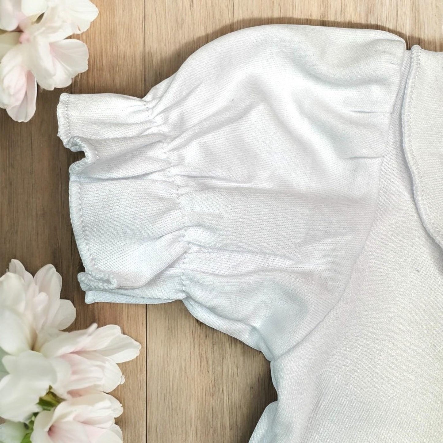 Embroidered Baby Girl Christening Gown Set: Ruffle Gown, Bib, Burp Cloth