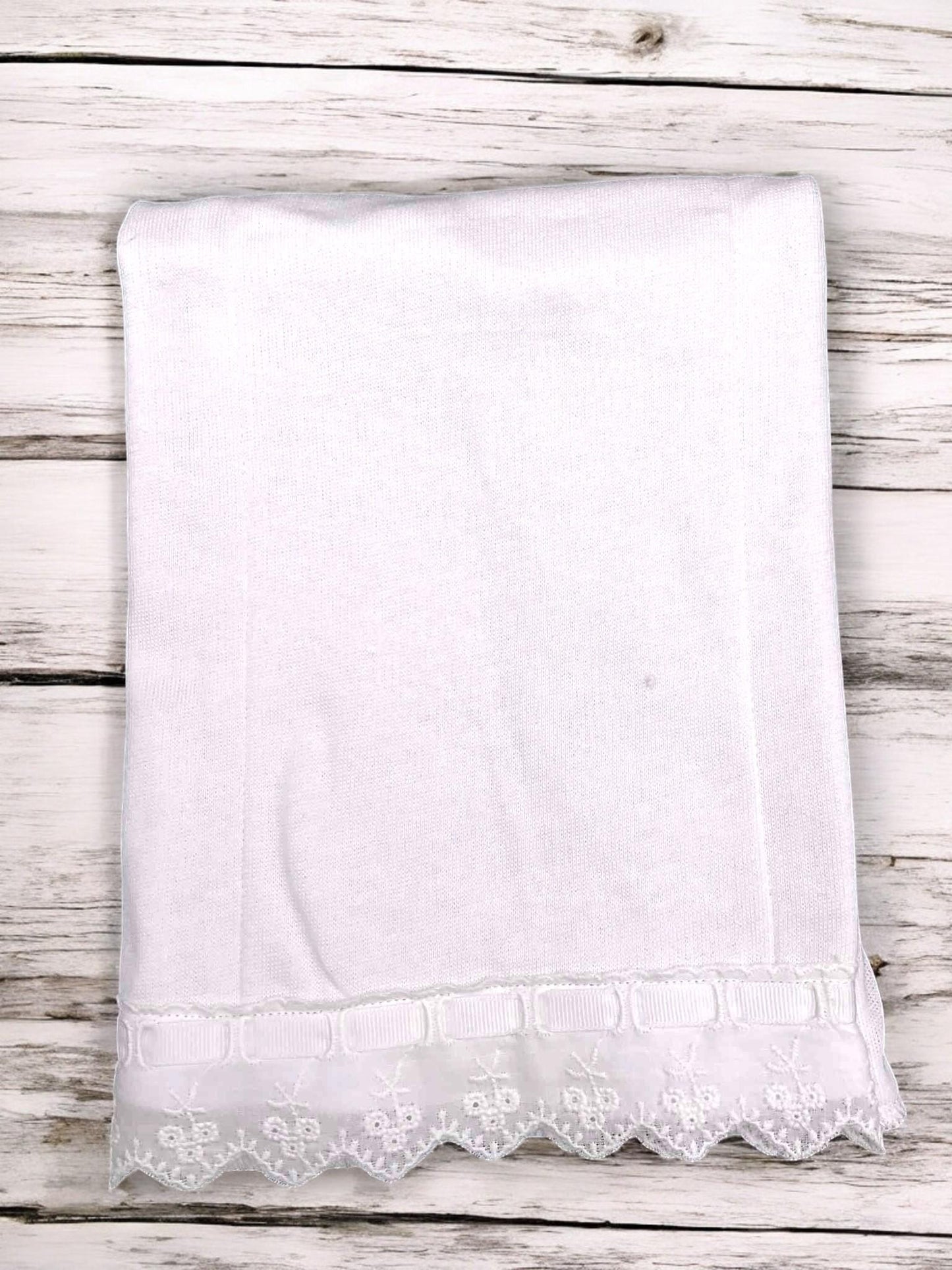 Personalized Christening Burp Cloth, Pink Lace Trim, Embroidered Monogram