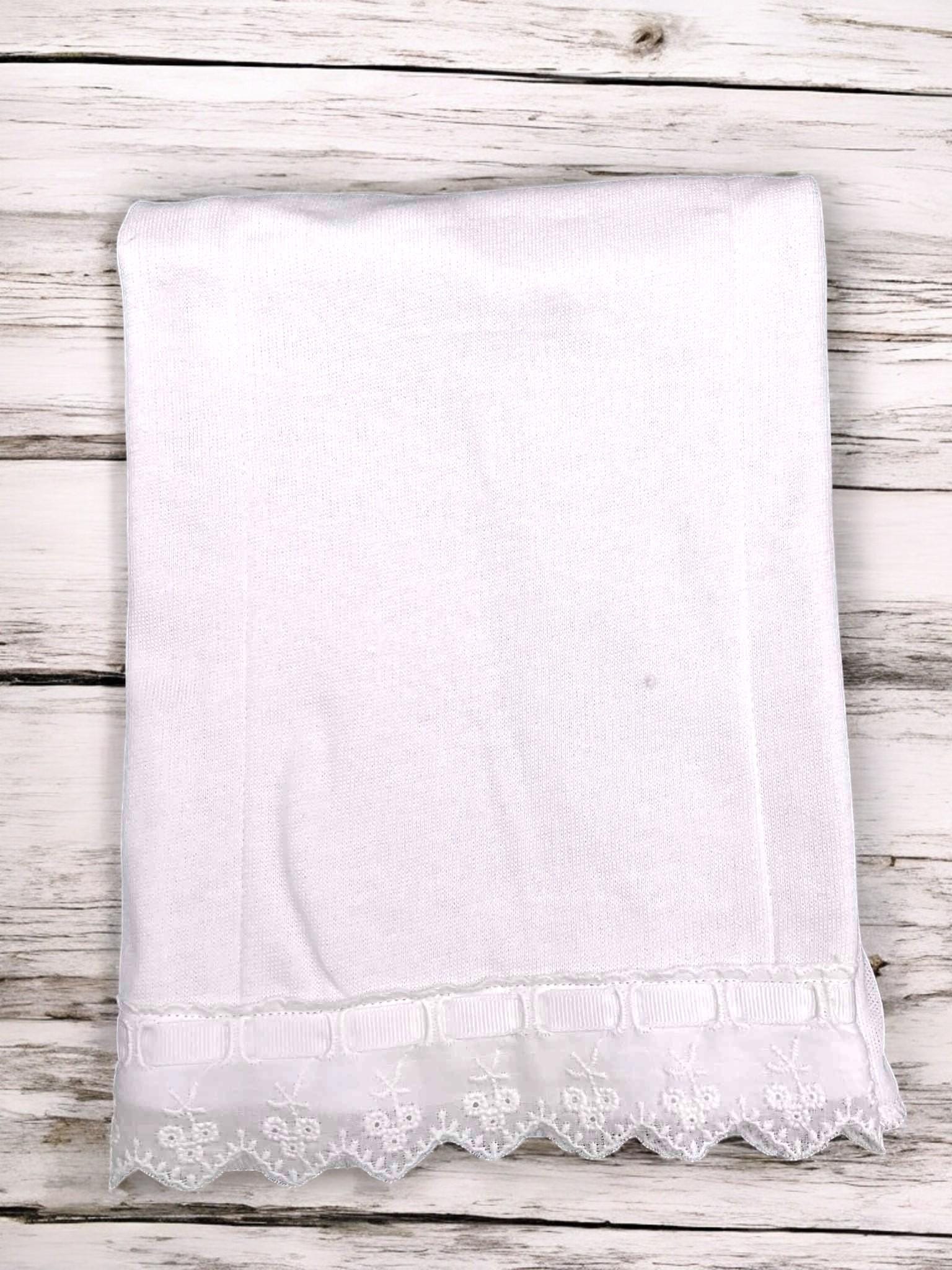 Personalized Christening Burp Cloth, Pink Lace Trim, Embroidered Monogram