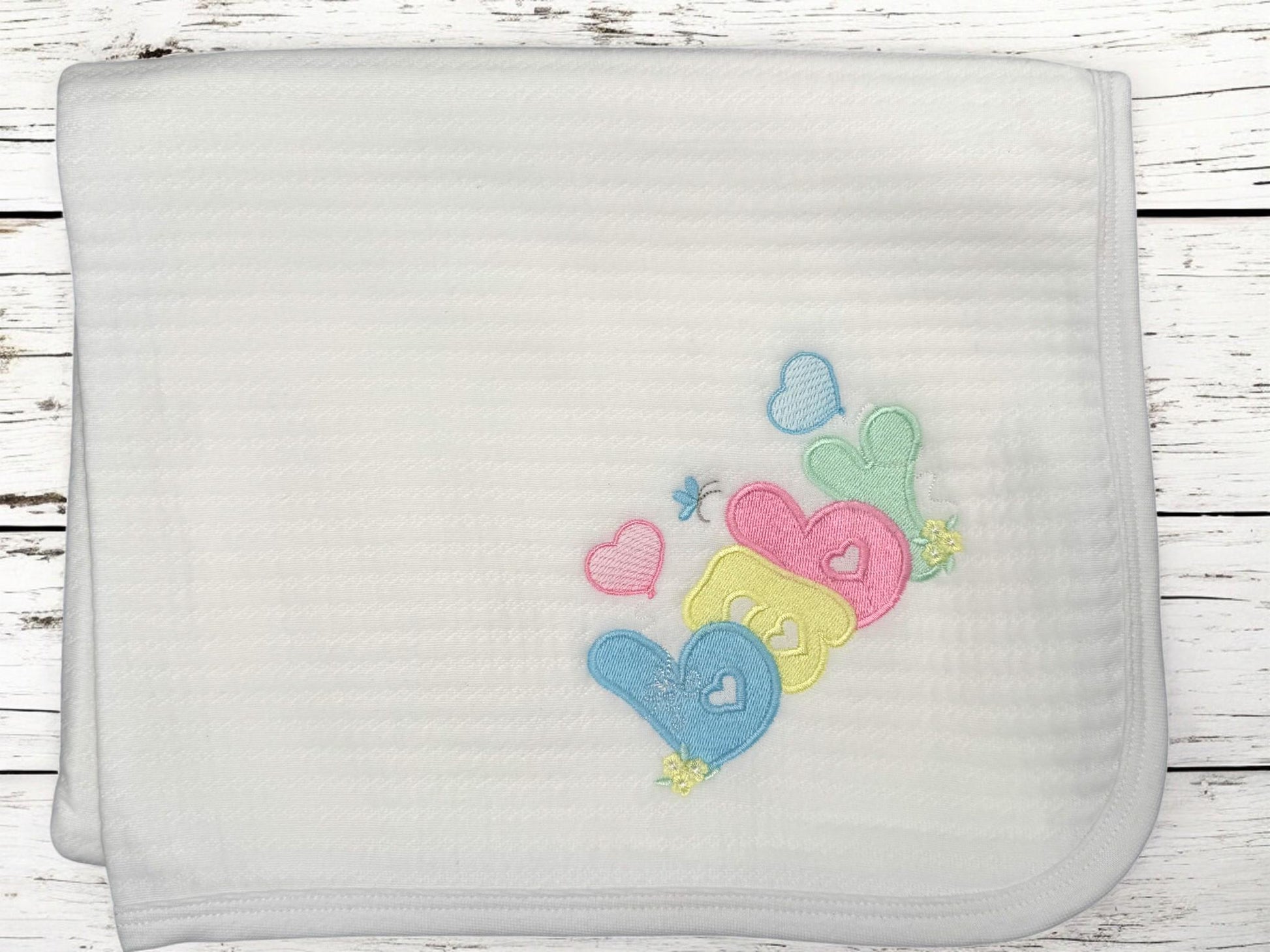 Embroidered Baby Gift Set, Cotton Bib, Burp Cloth, Blanket