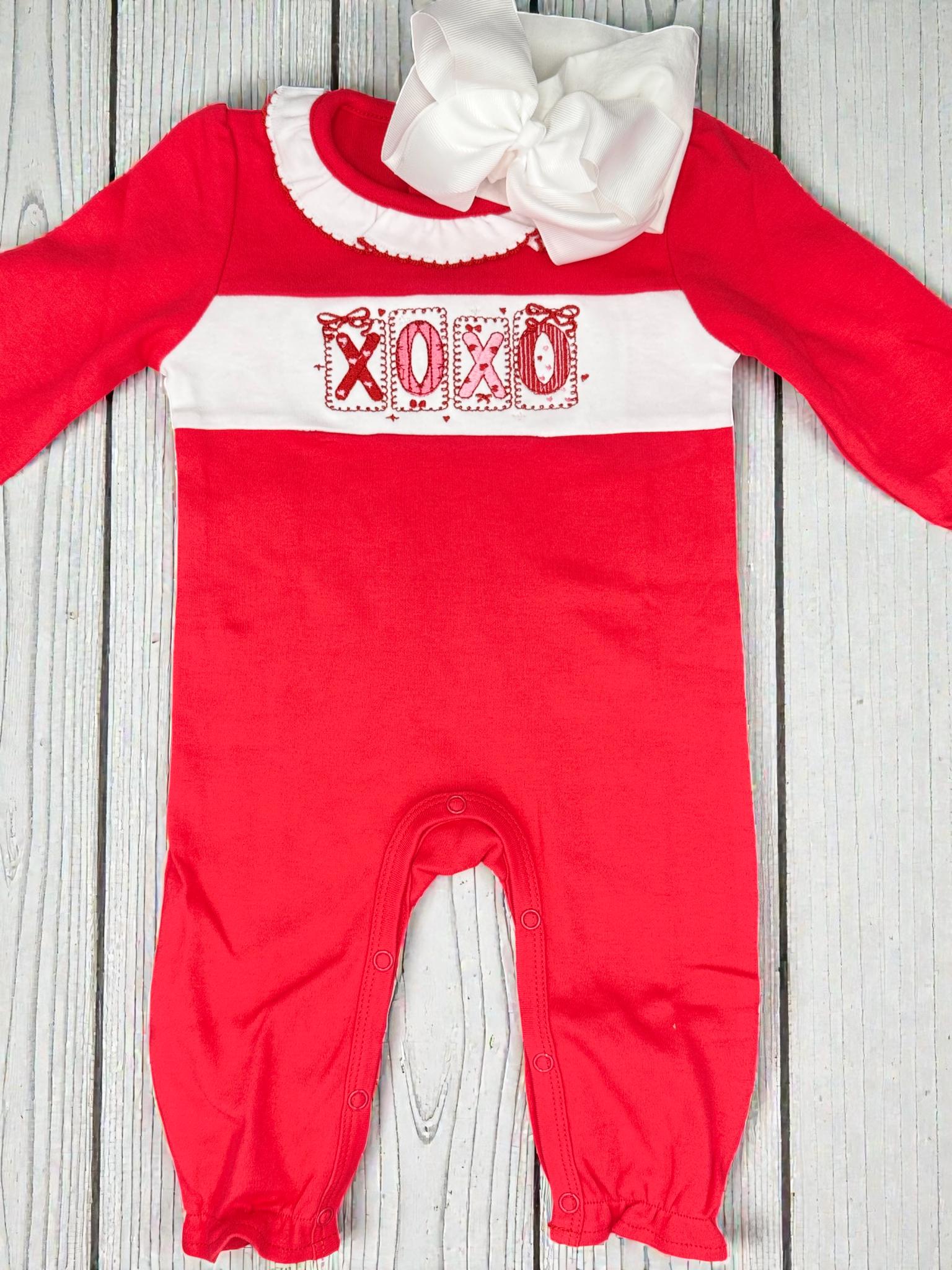 Embroidered Valentine Baby Romper, Infant Girl Valentine