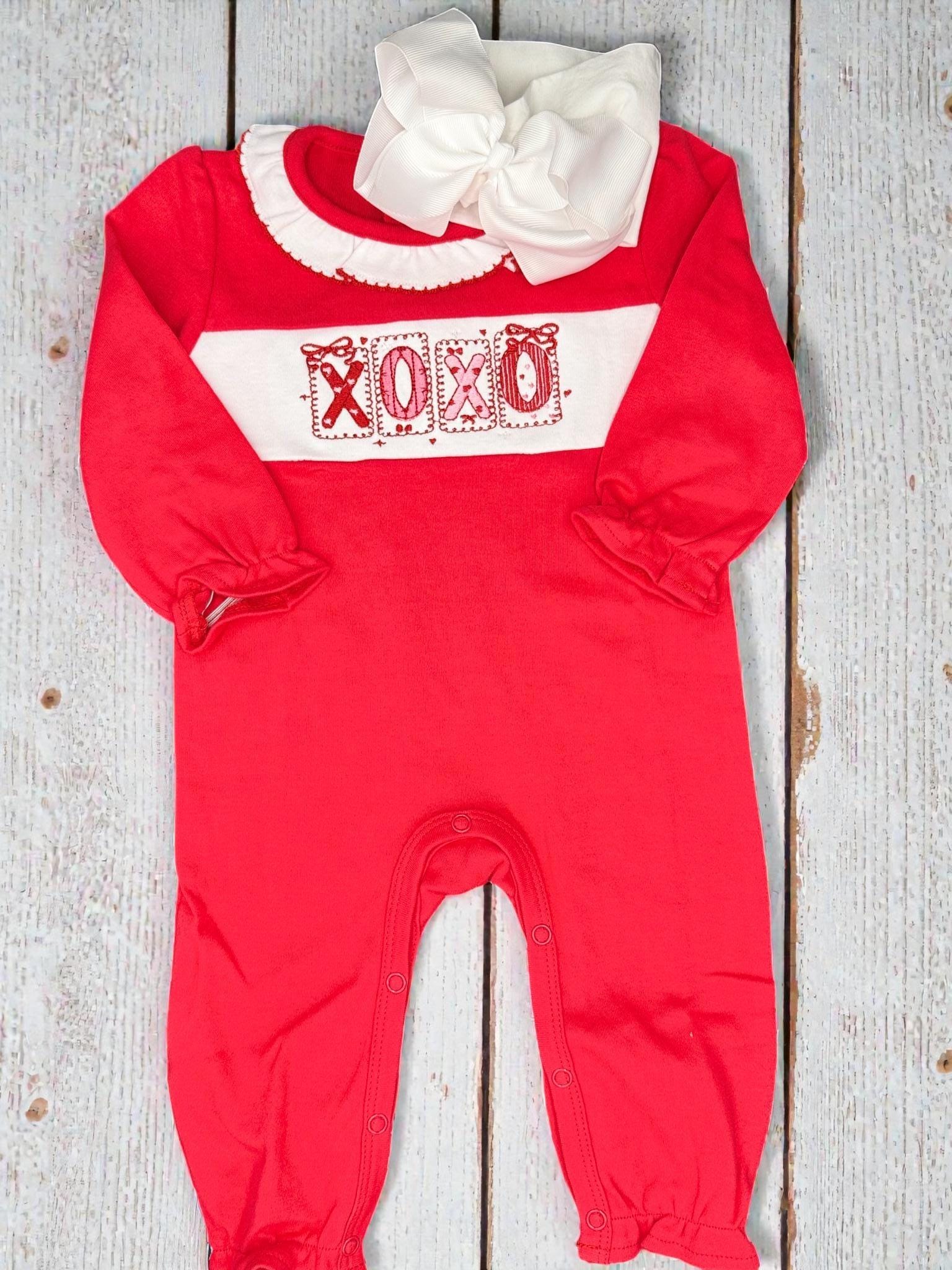 Embroidered Valentine Baby Romper, Infant Girl Valentine