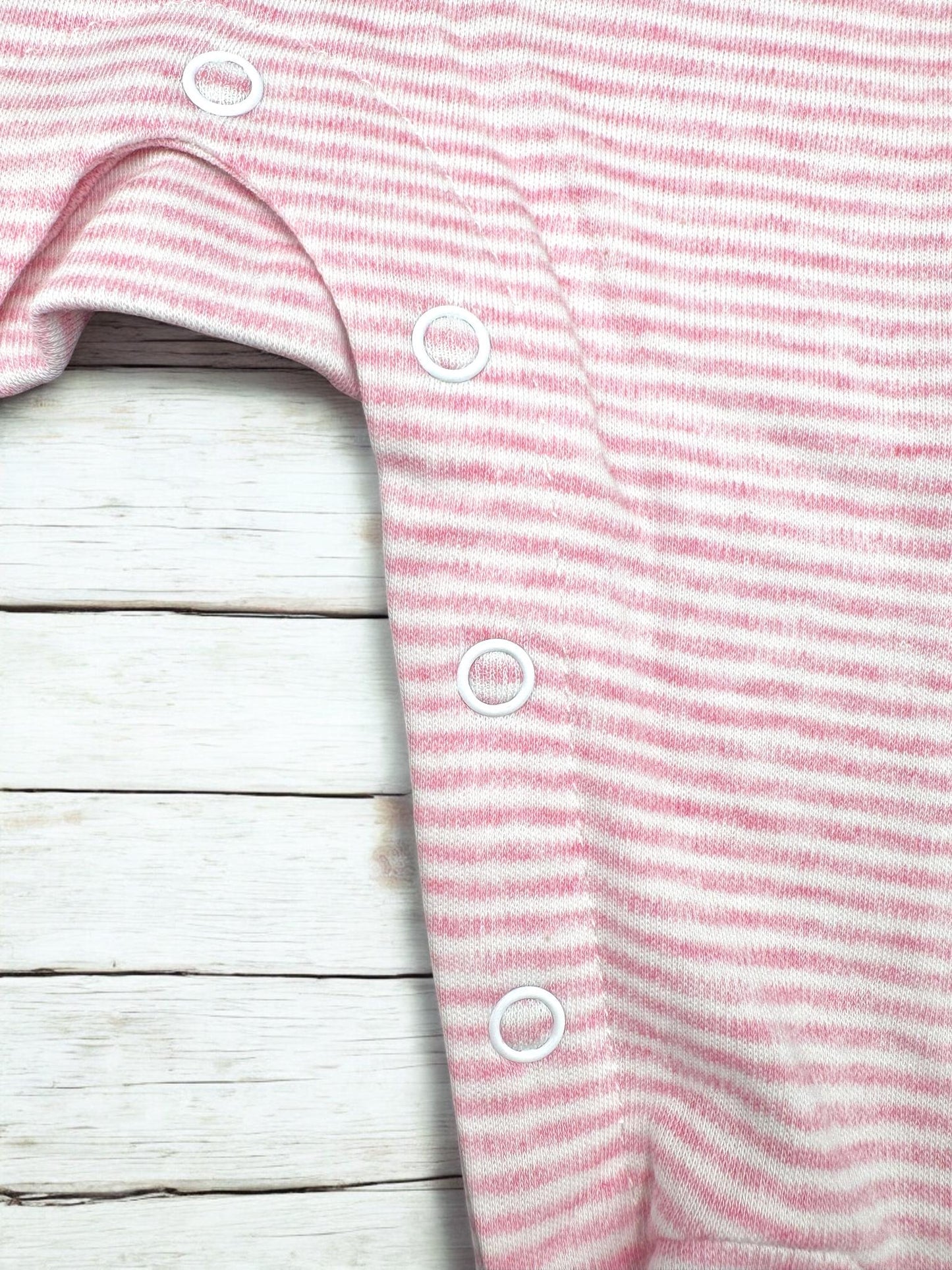 Embroidered Baby Sister Footie, Pink Stripe Knit Romper