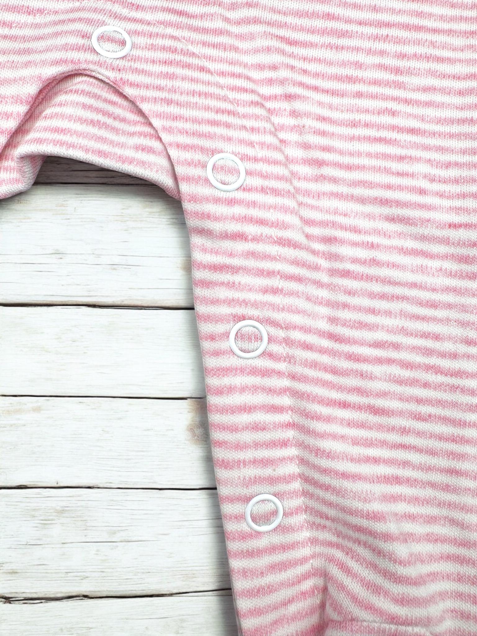 Embroidered Baby Sister Footie, Pink Stripe Knit Romper