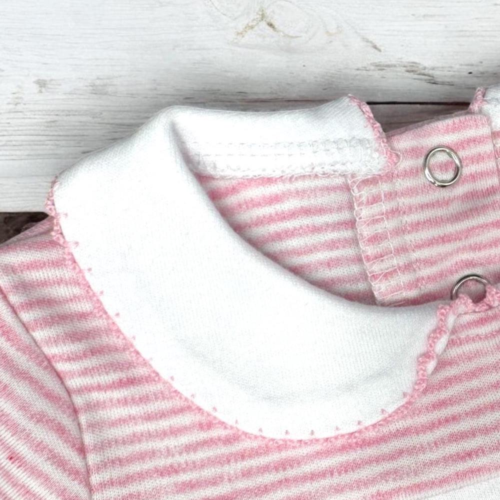 Embroidered Easter Romper, Pink Stripe Knit Footie, Baby Girl Outfit