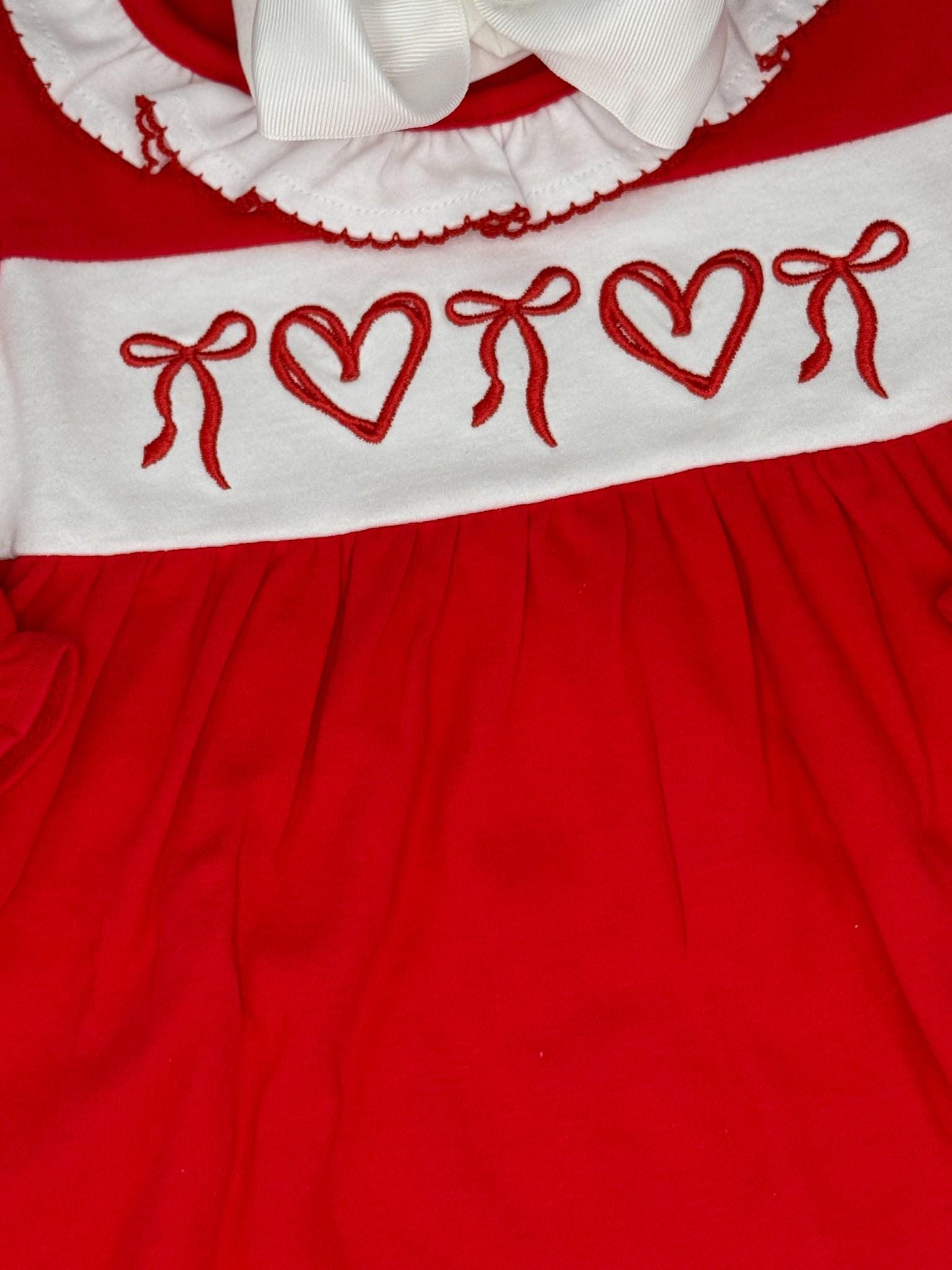 Valentine Baby Outfit, Embroidered Heart Tunic, Long Sleeve Girl Tunic