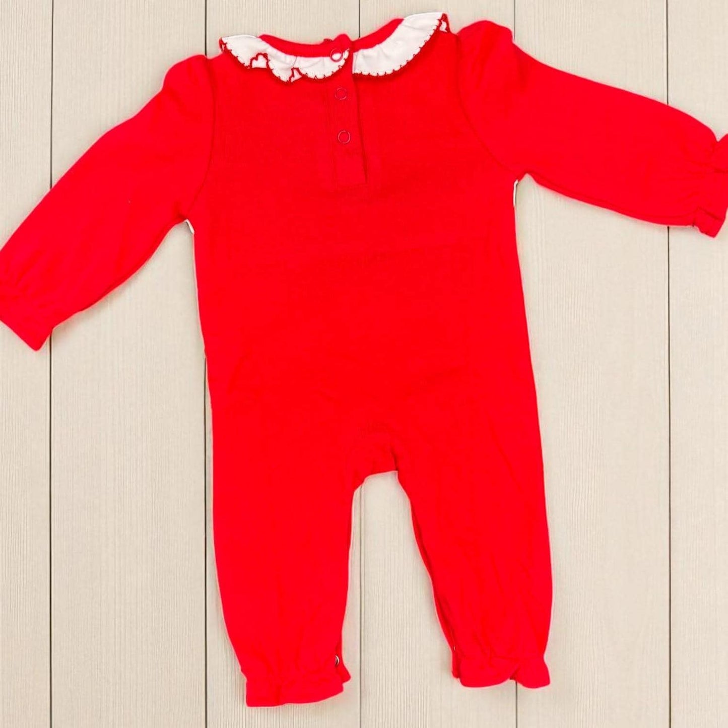 Little Sister Embroidered Baby Romper | Red Baby Girl Outfit | Sibling Announcement | Infant One Piece