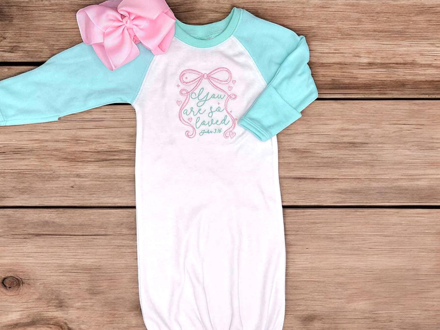 Embroidered Newborn Gown – “You Are So Loved” Baby Gown