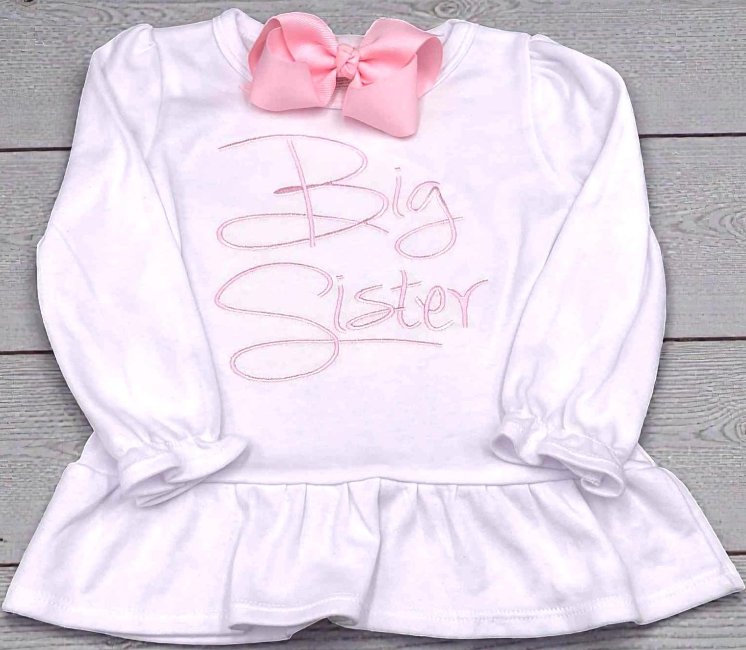 Big Sister Embroidered Shirt – Sibling Announcement Outfit