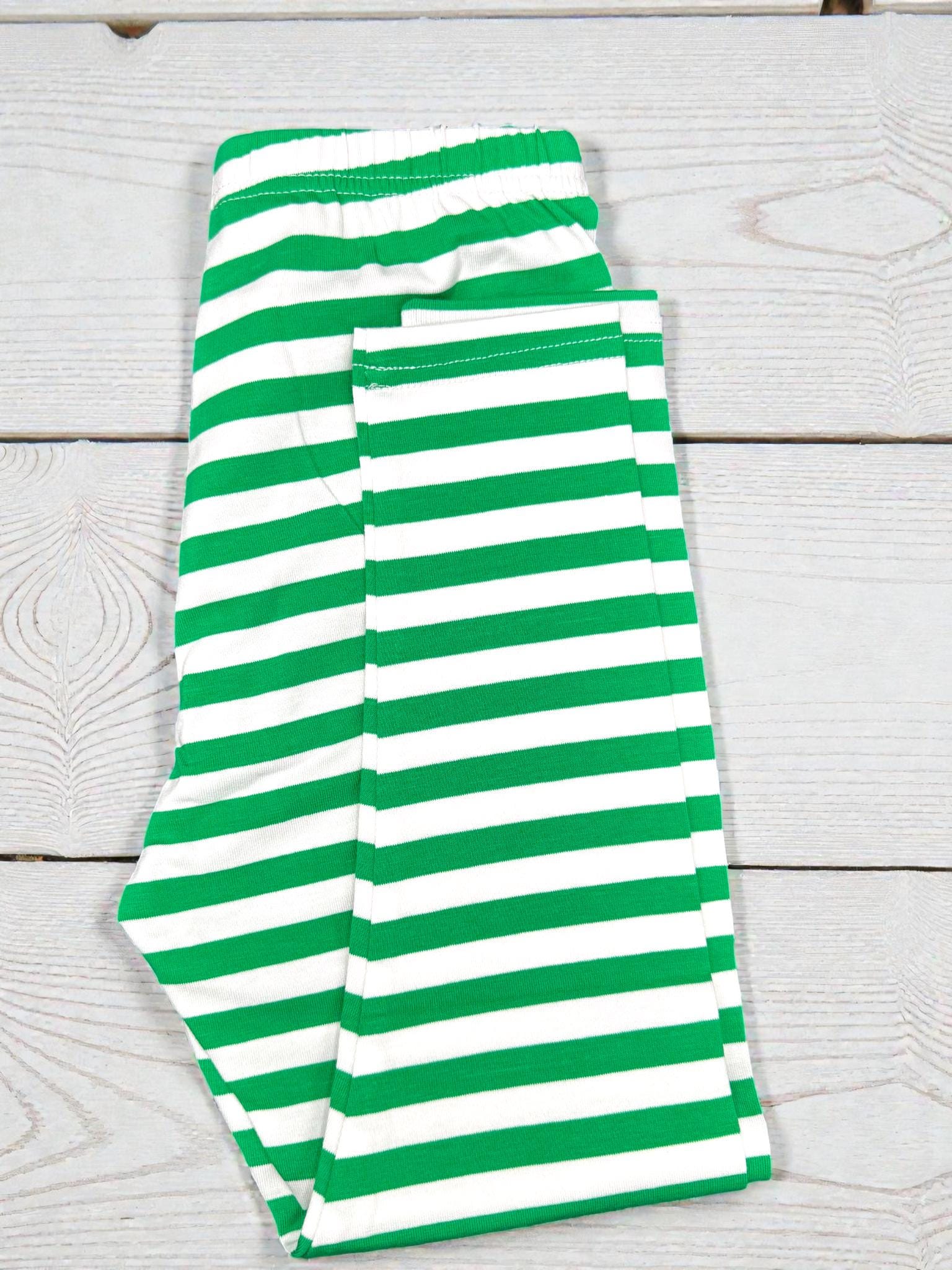 Personalized Toddler St. Patrick's Day Outfit, Embroidered Shamrock Tunic & Striped Leggings