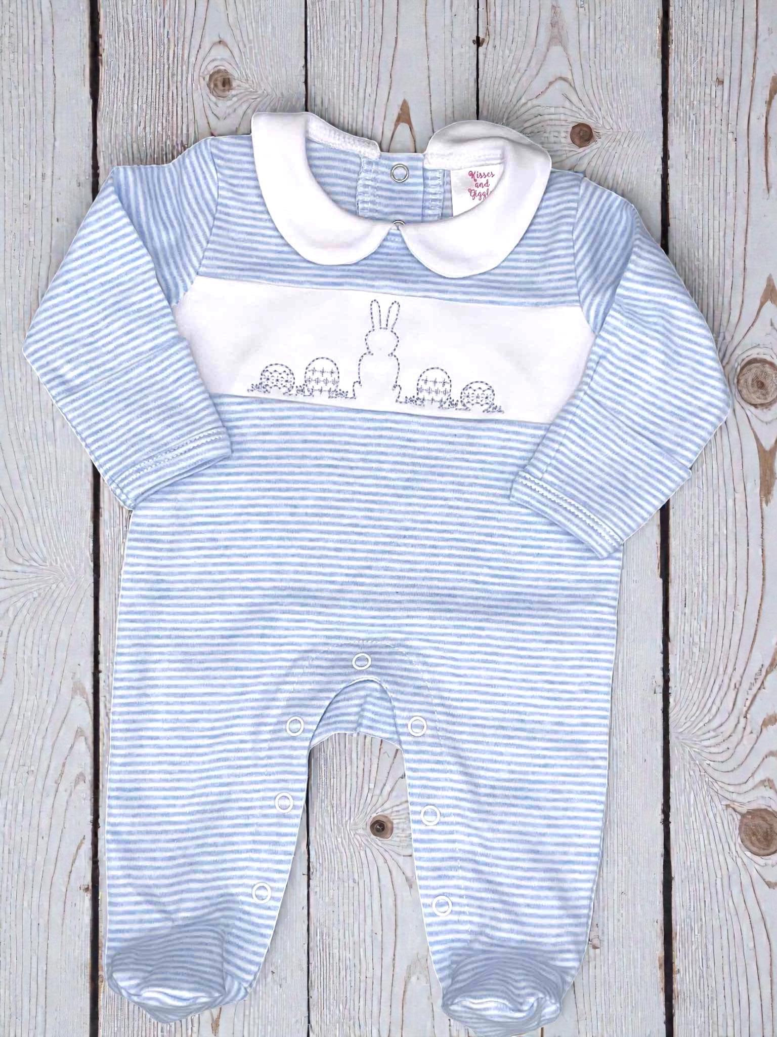 Coming Home Outfit Footie, Baby Boy Newborn, Easter Striped Baby Boy Footie