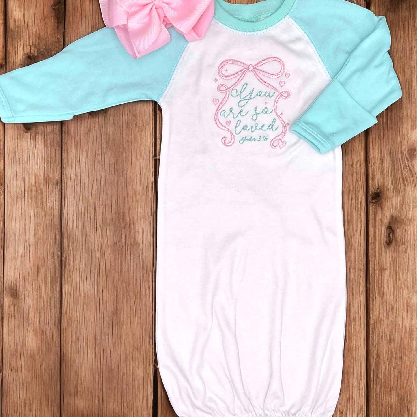 Embroidered Newborn Gown – “You Are So Loved” Baby Gown