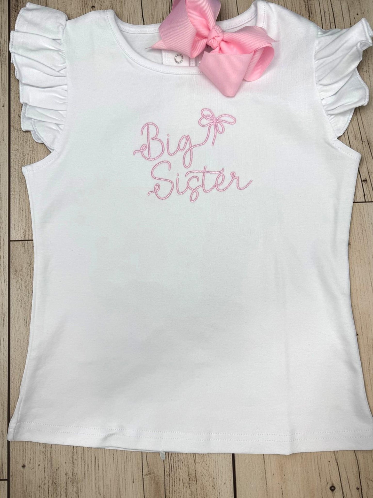 Embroidered Big Sister Angel Sleeve Shirt