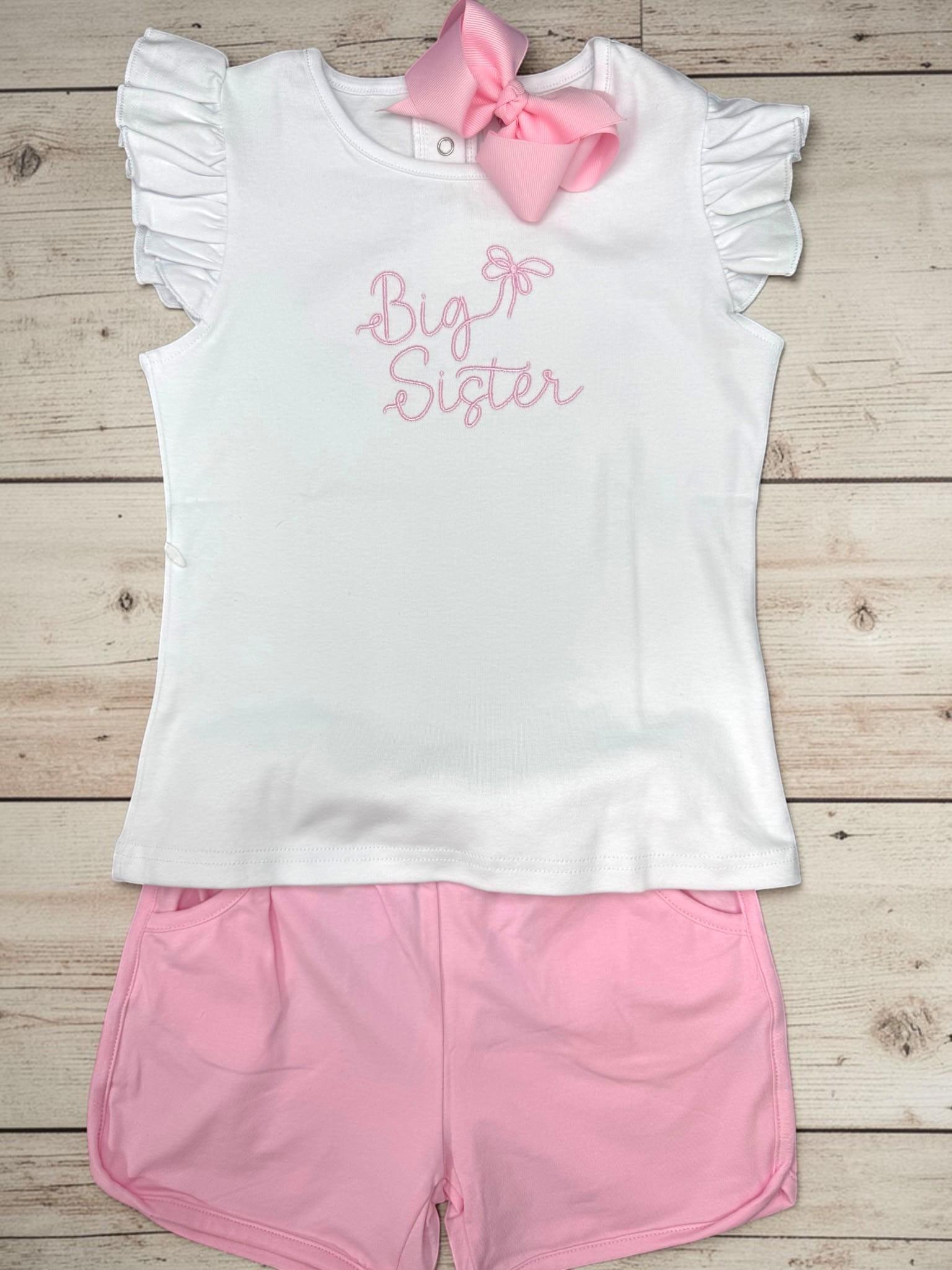 Embroidered Big Sister Angel Sleeve Shirt