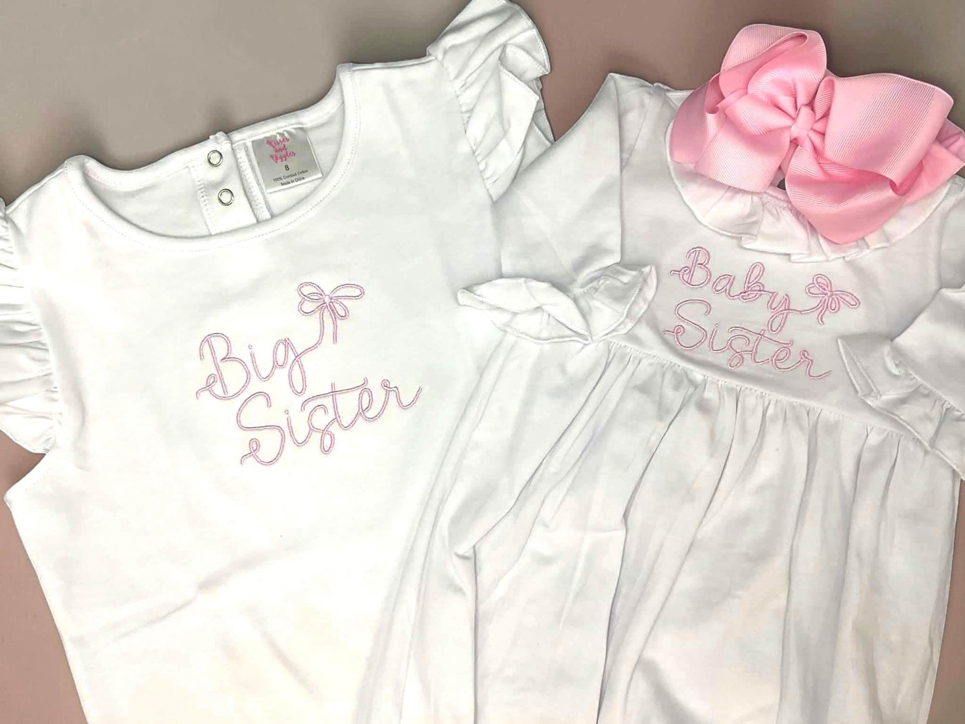 Embroidered Big Sister Angel Sleeve Shirt