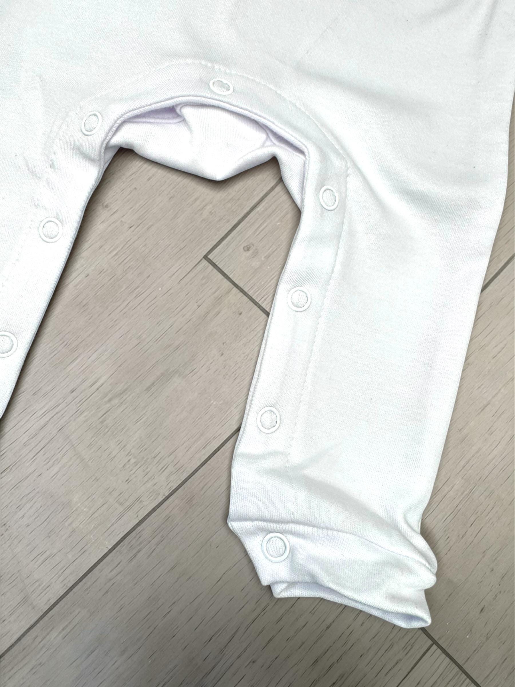Baby Boy Faux Smocked Romper | "I Love Mama" Outfit, White Cotton Knit