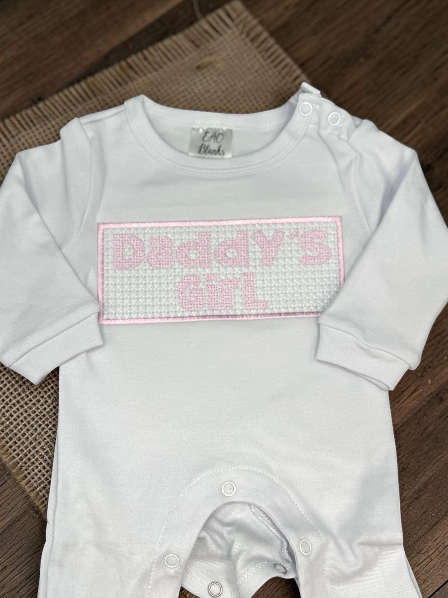 Daddy's Girl Faux Smocked Romper | White Pink Cotton Knit Baby Outfit