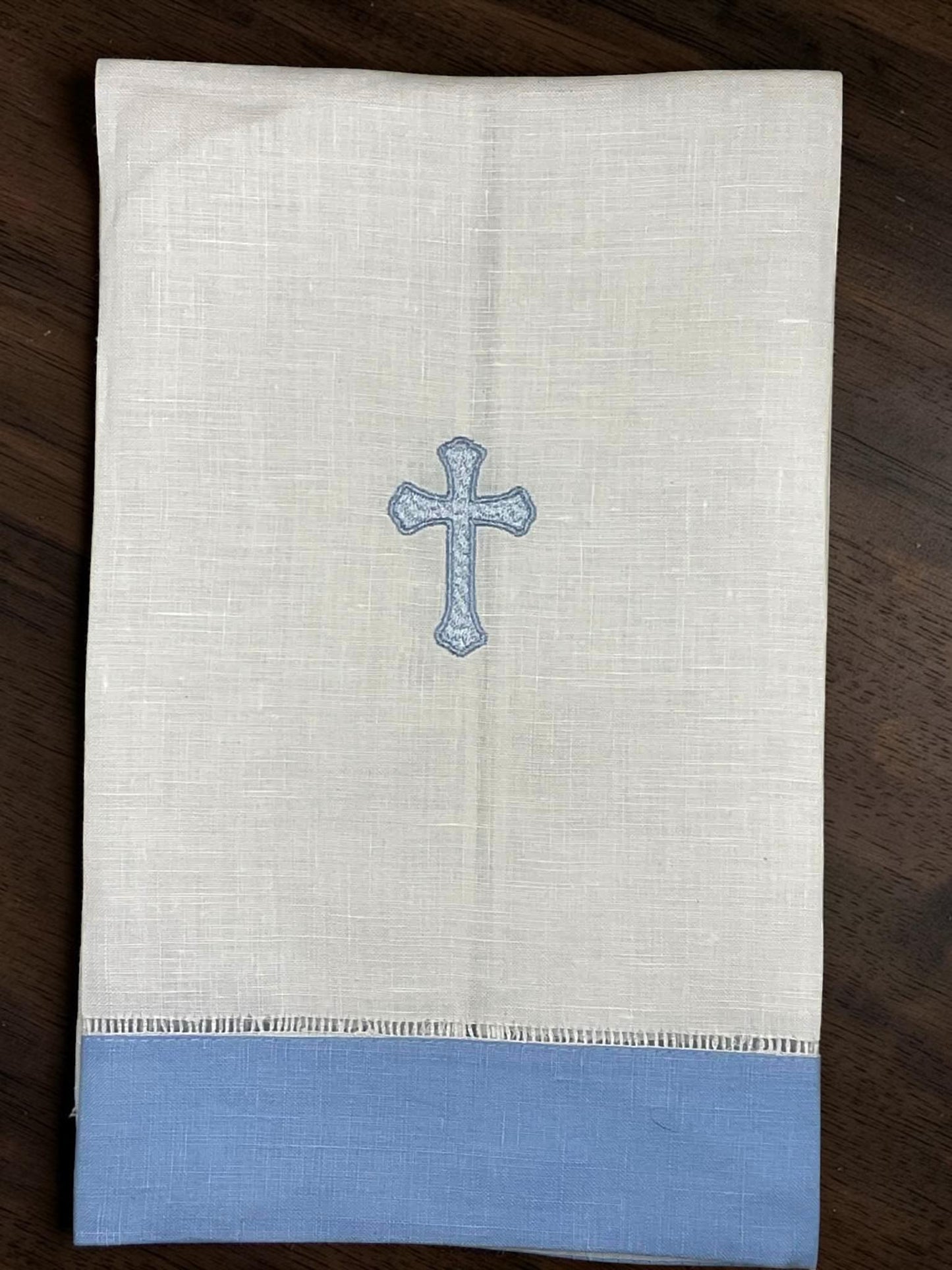 Personalized Embroidered Blue Scalloped Bib and Burp Cloth Set – Baptism Gift