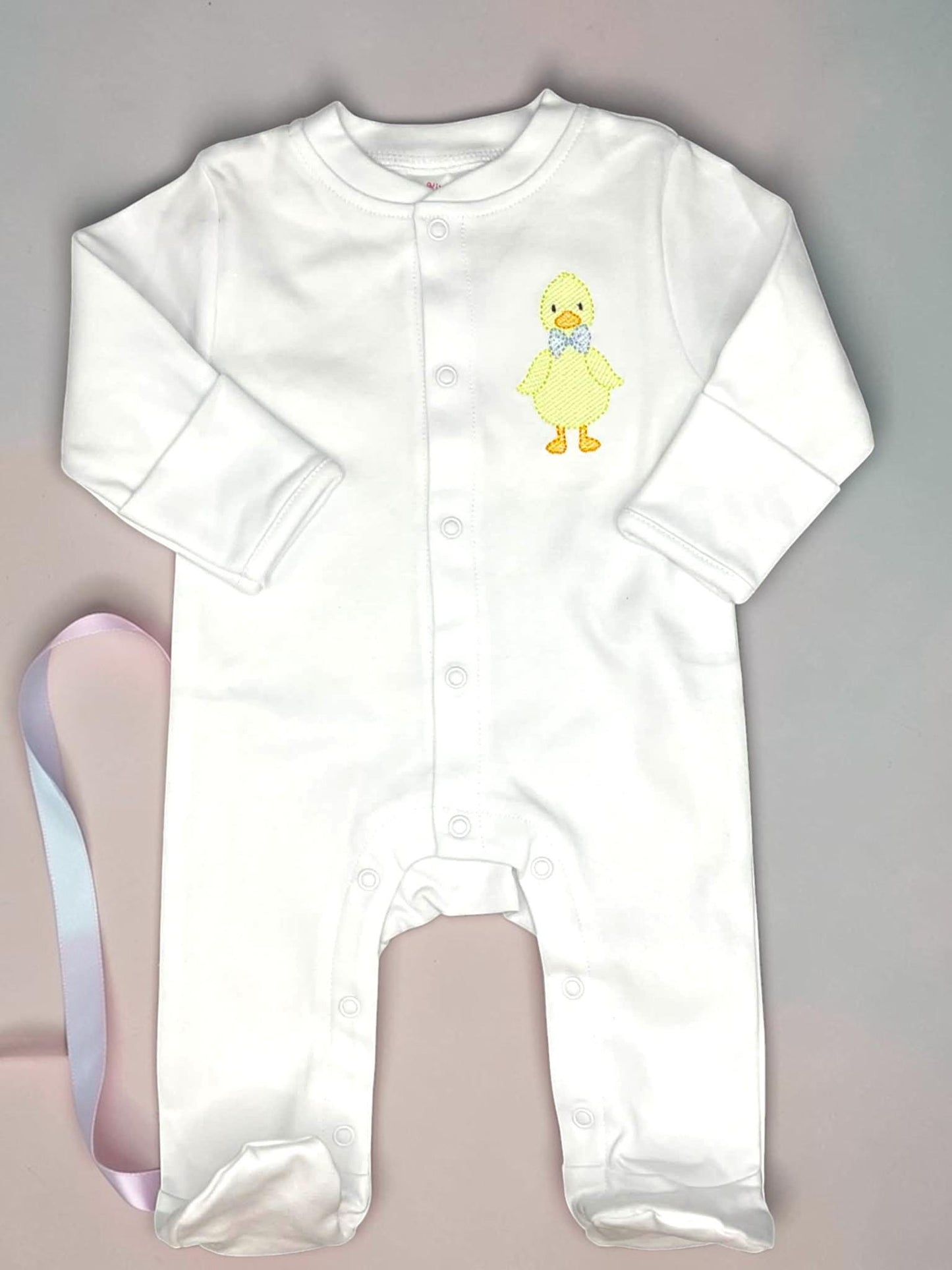 Embroidered Duck Baby Boy Footie | Personalized Spring Easter Outfit