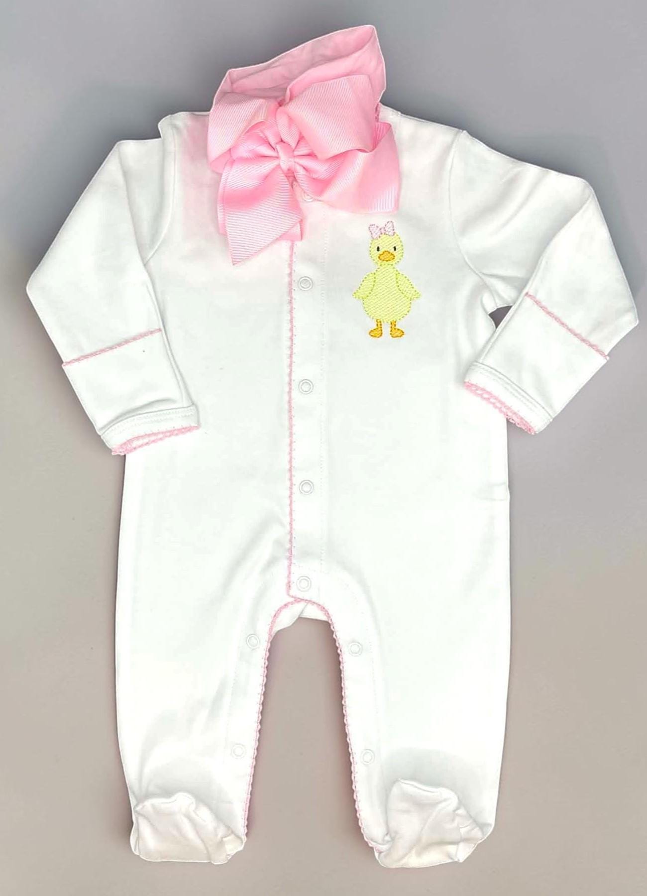 Personalized Baby Girl Footie, Easter Baby Outfit