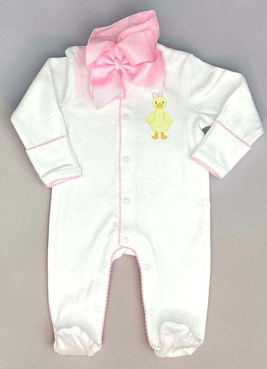 Personalized Baby Girl Footie, Easter Baby Outfit