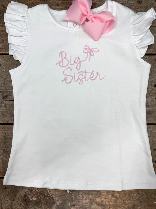 Embroidered Big Sister Angel Sleeve Shirt