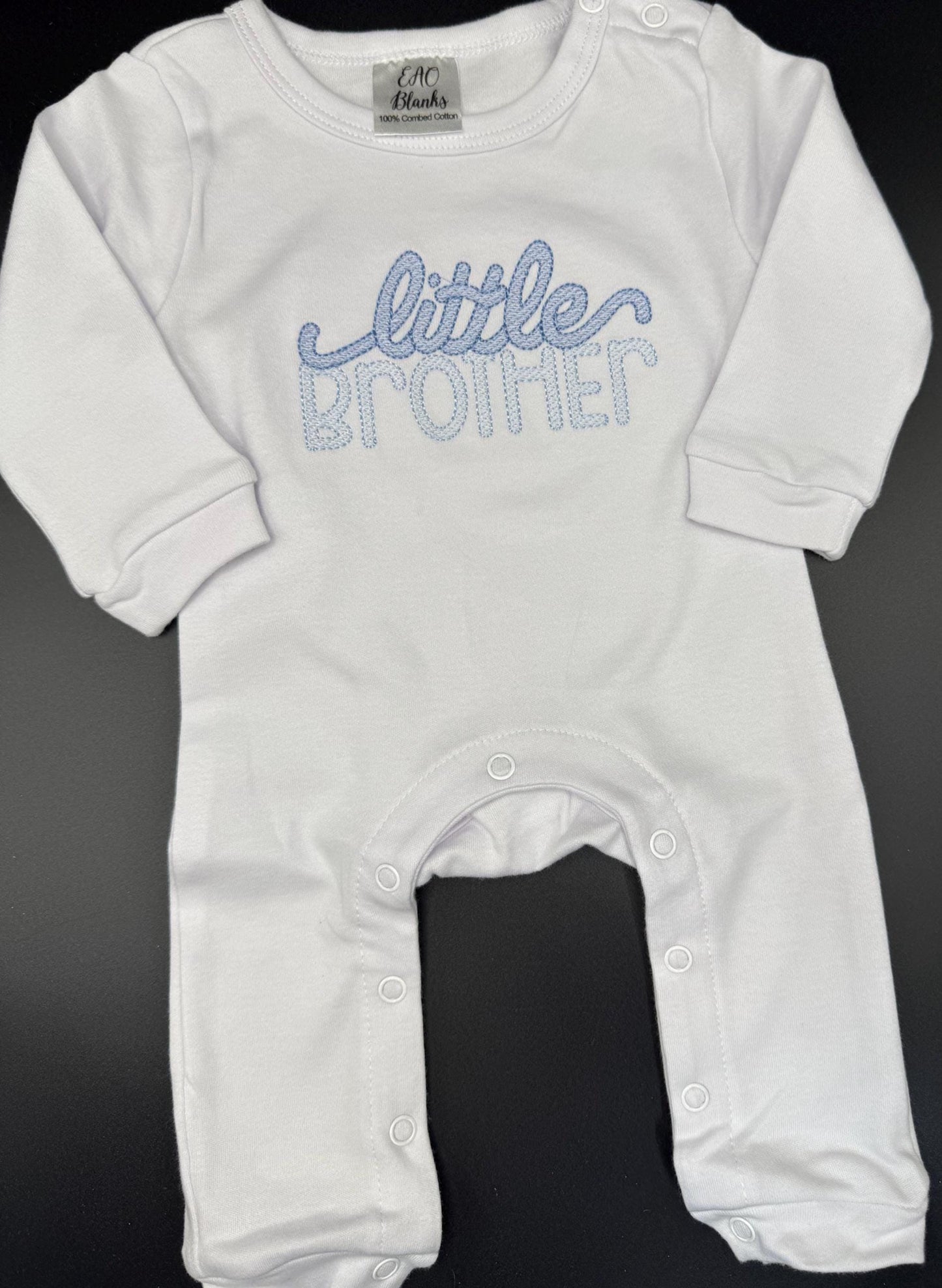 Little Brother Embroidered Baby Romper | Embroidered Cotton Knit Outfit