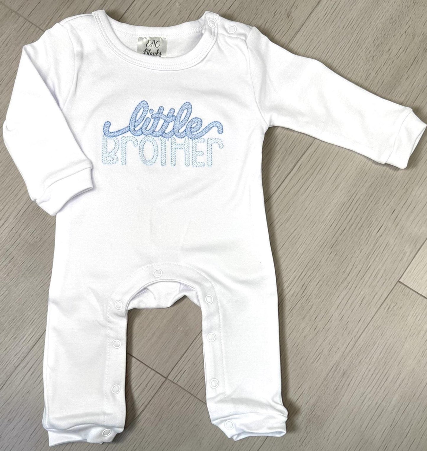 Little Brother Embroidered Baby Romper | Embroidered Cotton Knit Outfit