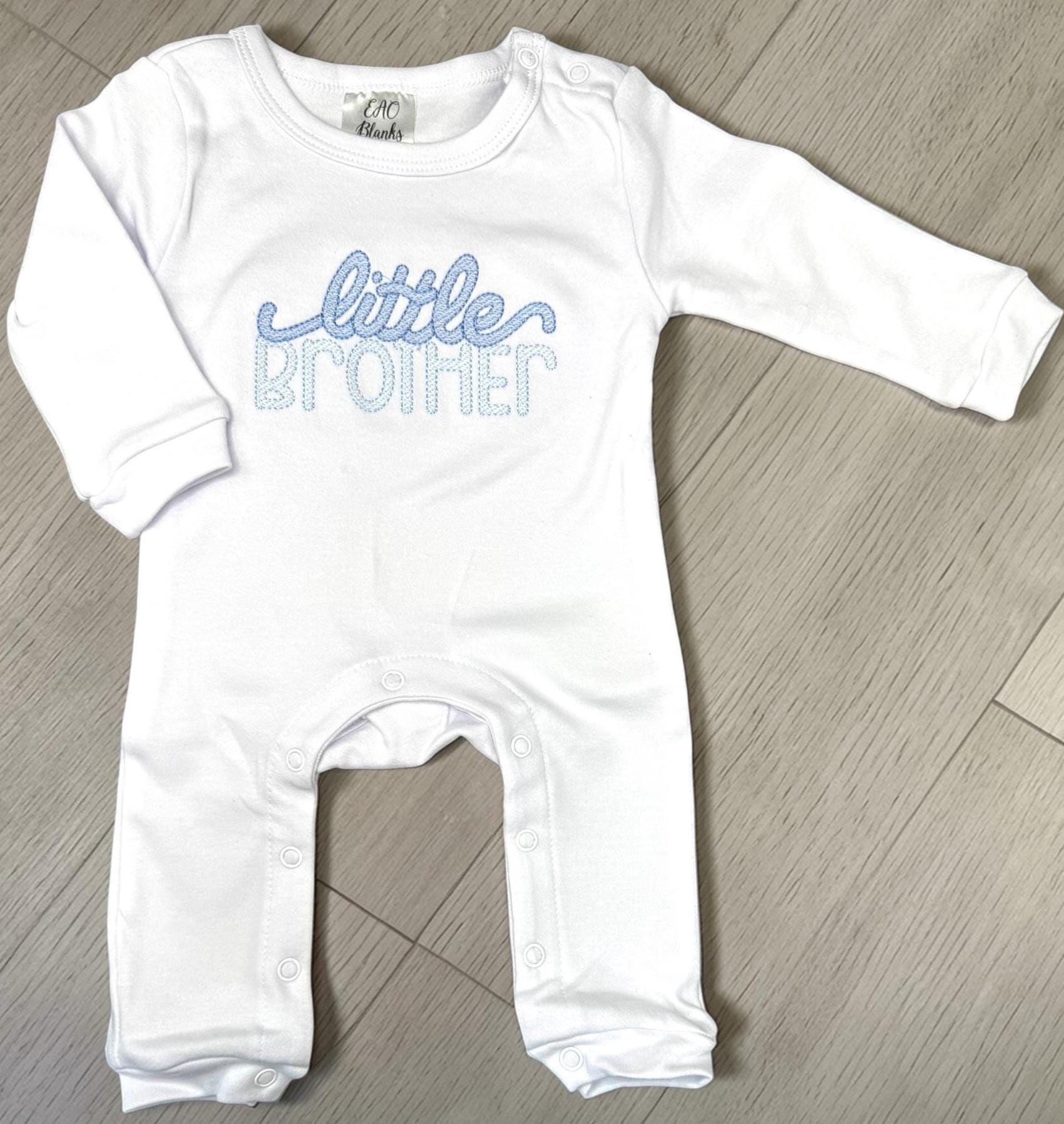 Little Brother Embroidered Baby Romper | Embroidered Cotton Knit Outfit