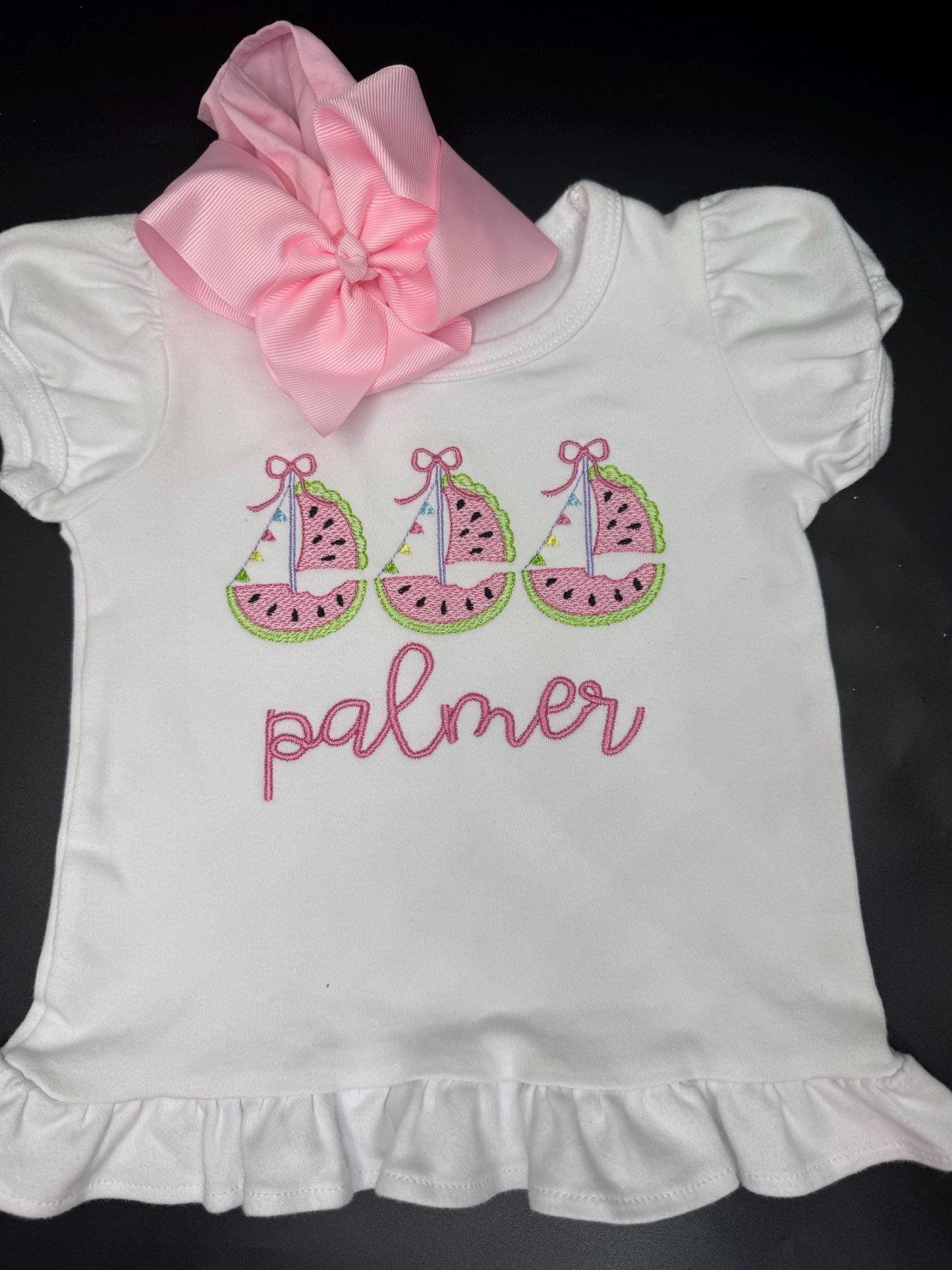 Watermelon Sailboat Shirt for Girls | Personalized Summer Shirt | Nautical Toddler Top