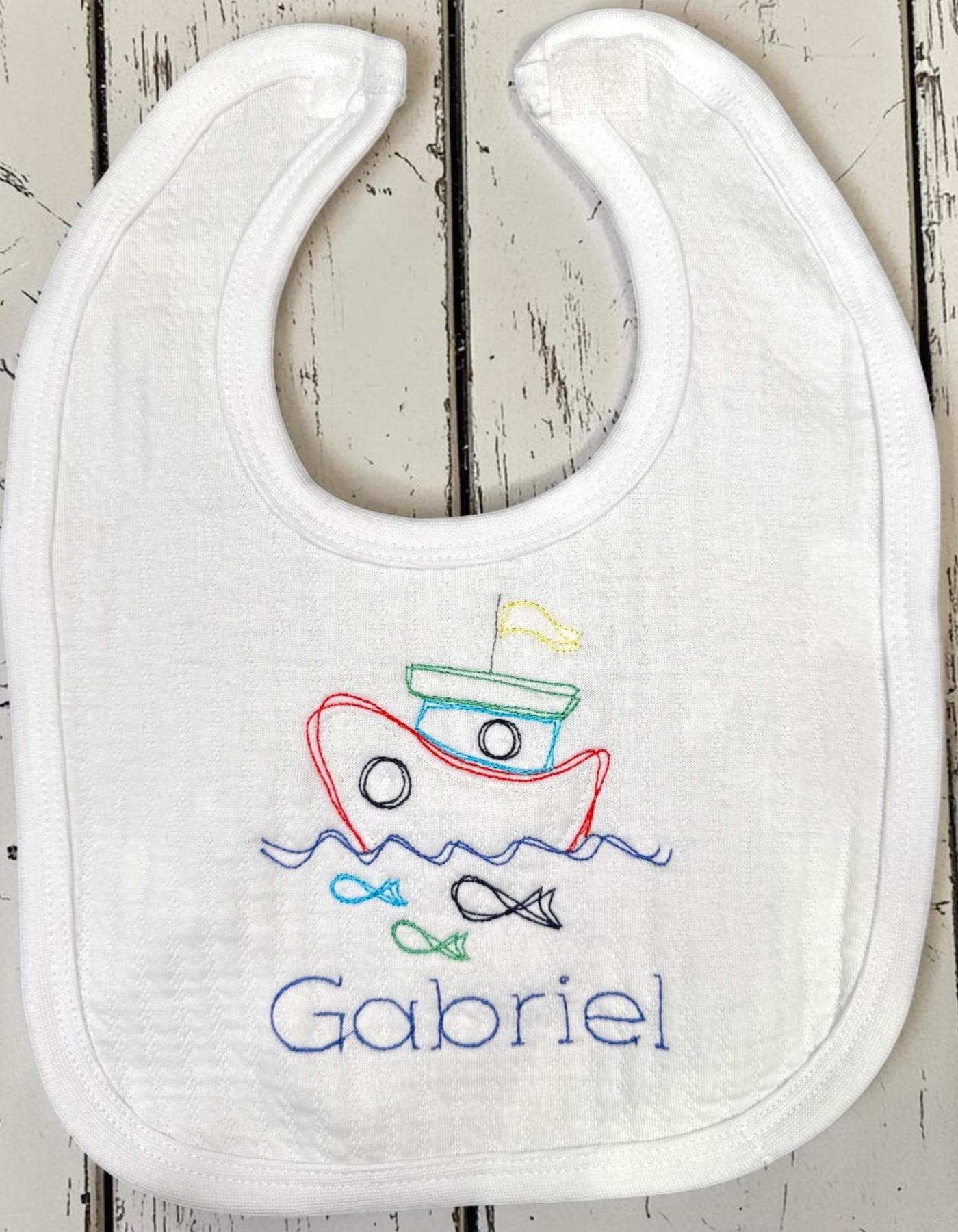 Personalized Embroidered Boat Baby Romper | Custom Name Nautical Outfit