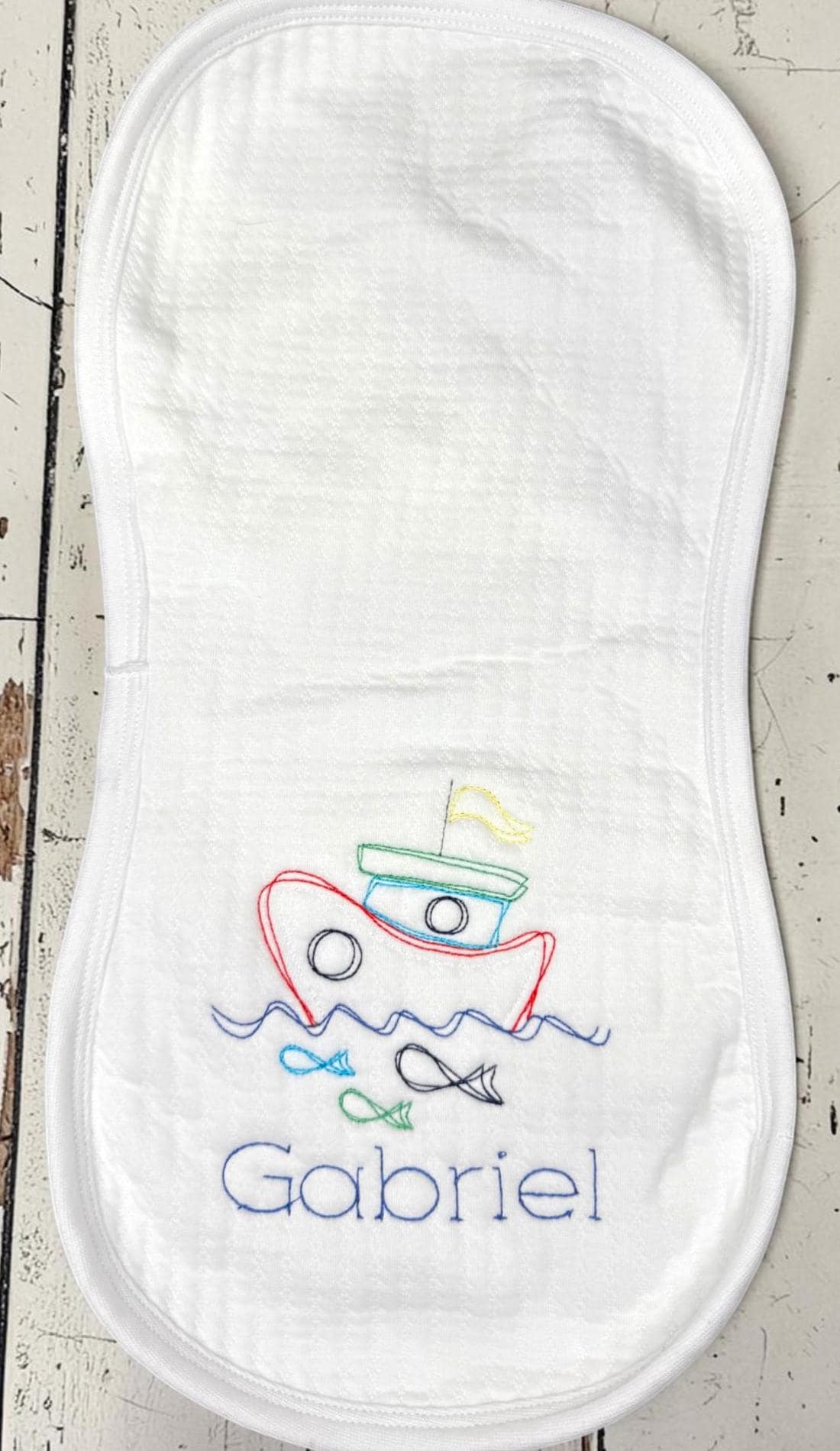 Personalized Embroidered Boat Baby Romper | Custom Name Nautical Outfit