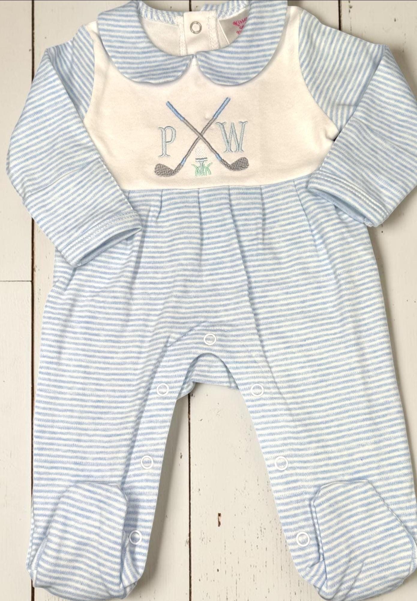 Personalized Golf Baby Boy Outfit | Golf Baby Footie & Burp Cloth Set | Newborn Coming Home Outfit | Baby Shower Gift