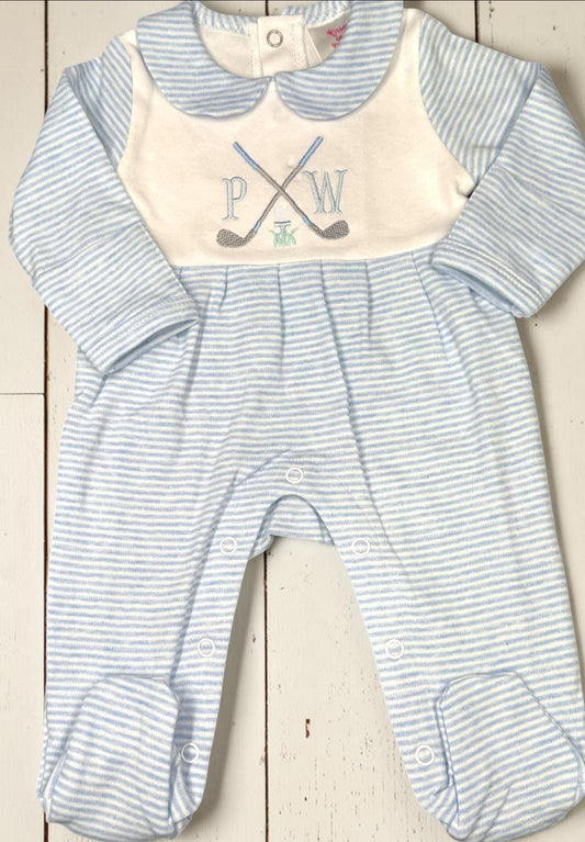 Personalized Golf Baby Boy Outfit | Golf Baby Footie & Burp Cloth Set | Newborn Coming Home Outfit | Baby Shower Gift