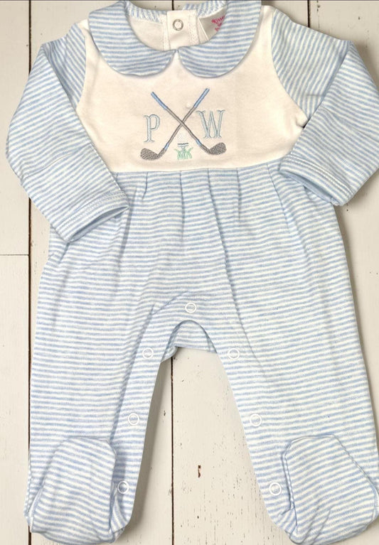 Personalized Golf Baby Boy Outfit | Golf Baby Footie & Burp Cloth Set | Newborn Coming Home Outfit | Baby Shower Gift
