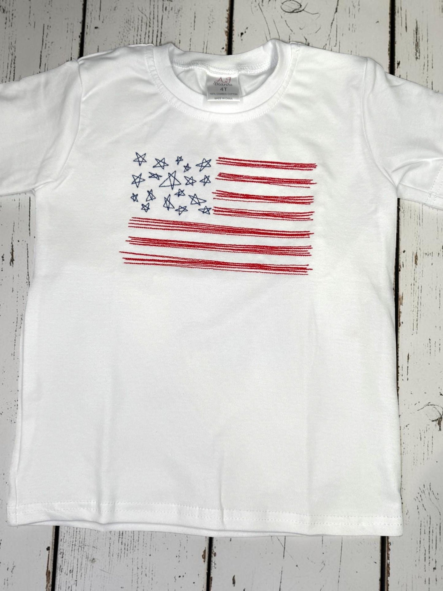 Patriotic Boys Short Set | Embroidered American Flag Shirt | Red or Blue Gingham Shorts | Fourth of July Outfit | Toddler Boy Summer Outfit