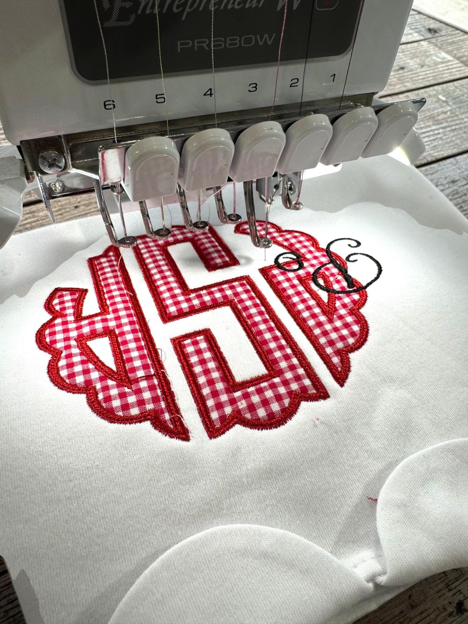 Personalized Monogram Scallop Short Set | Girls Boutique Outfit | Embroidered Name Shirt | Red Gingham Shorts