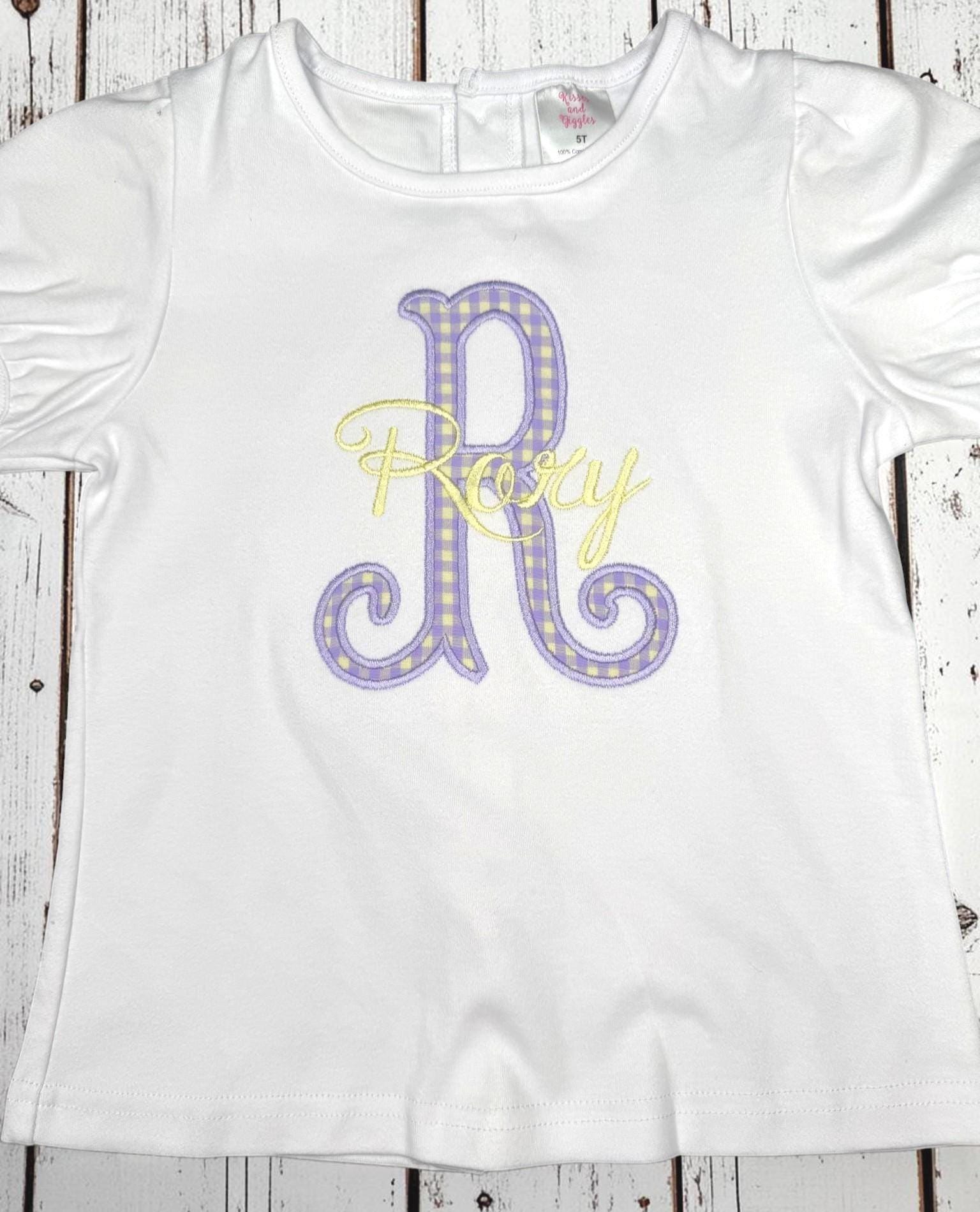 Personalized Monogram Scallop Short Set | Embroidered Name Outfit | Girls Boutique Clothing | Custom Initial Shirt