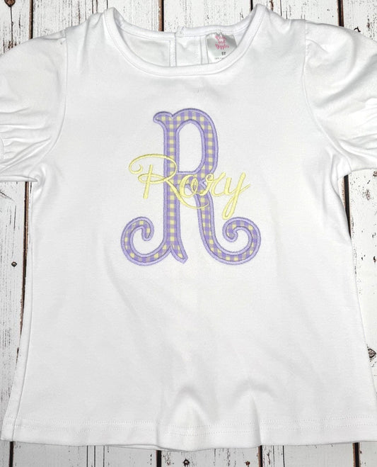 Personalized Monogram Scallop Short Set | Embroidered Name Outfit | Girls Boutique Clothing | Custom Initial Shirt