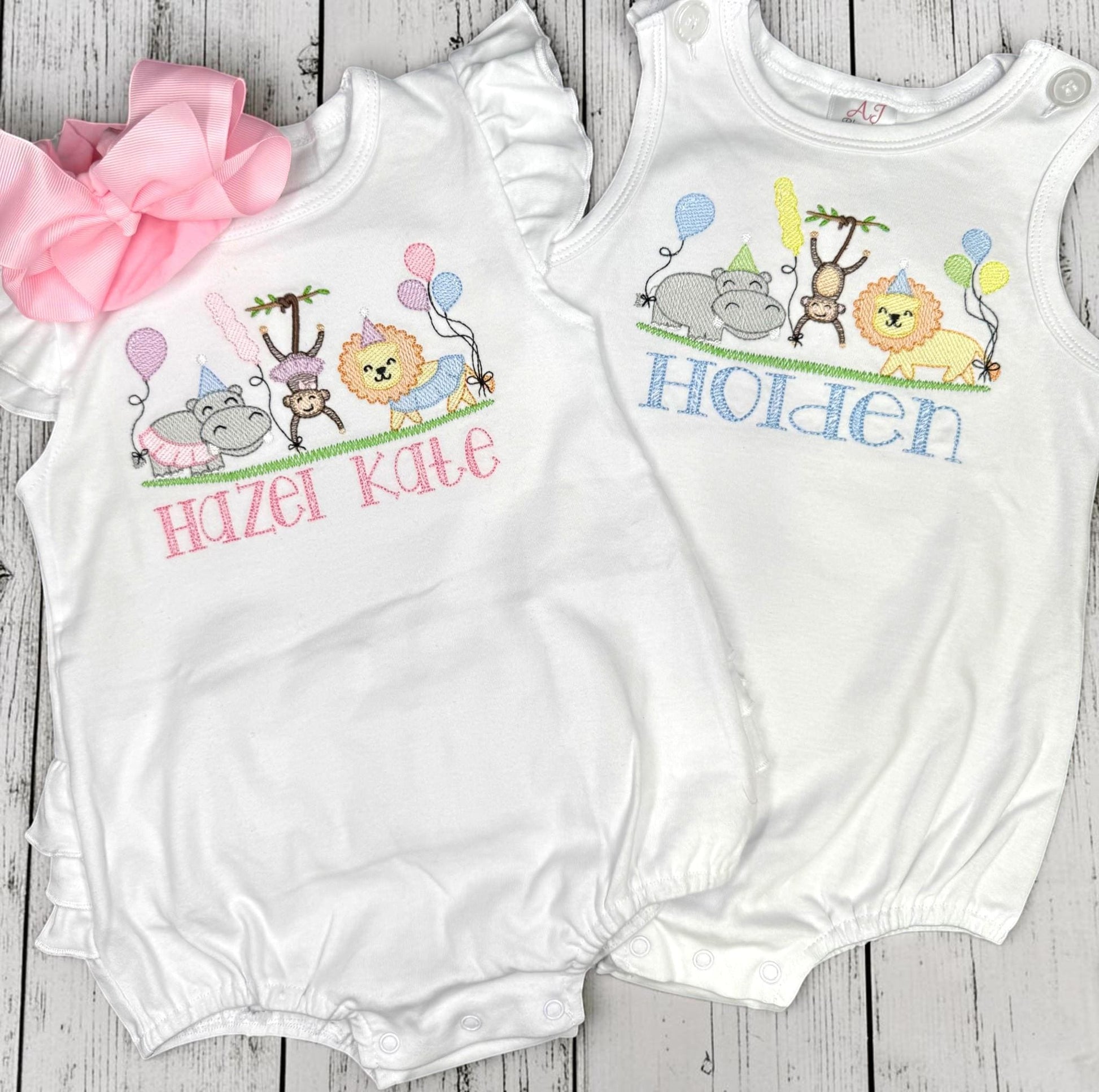 Personalized Birthday Zoo Animals Boy Bubble Romper | Custom Baby Boy Bubble | First Birthday | Safari Birthday | Baby Shower Gift