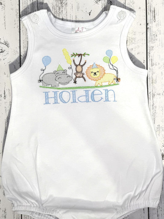 Personalized Birthday Zoo Animals Boy Bubble Romper | Custom Baby Boy Bubble | First Birthday | Safari Birthday | Baby Shower Gift