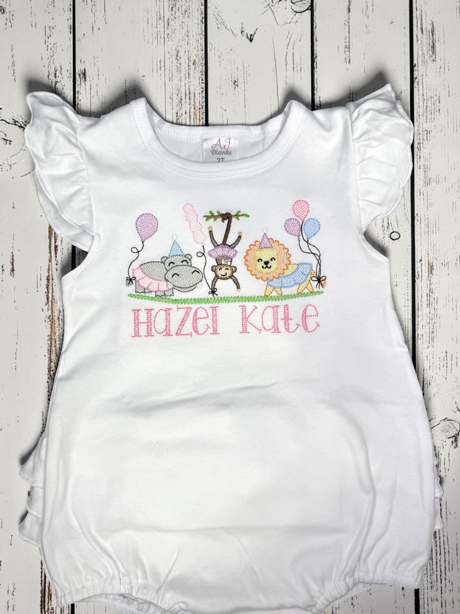 Personalized Birthday Zoo Animals Boy Bubble Romper | Custom Baby Girl Bubble | First Birthday | Safari Birthday | Baby Shower Gift