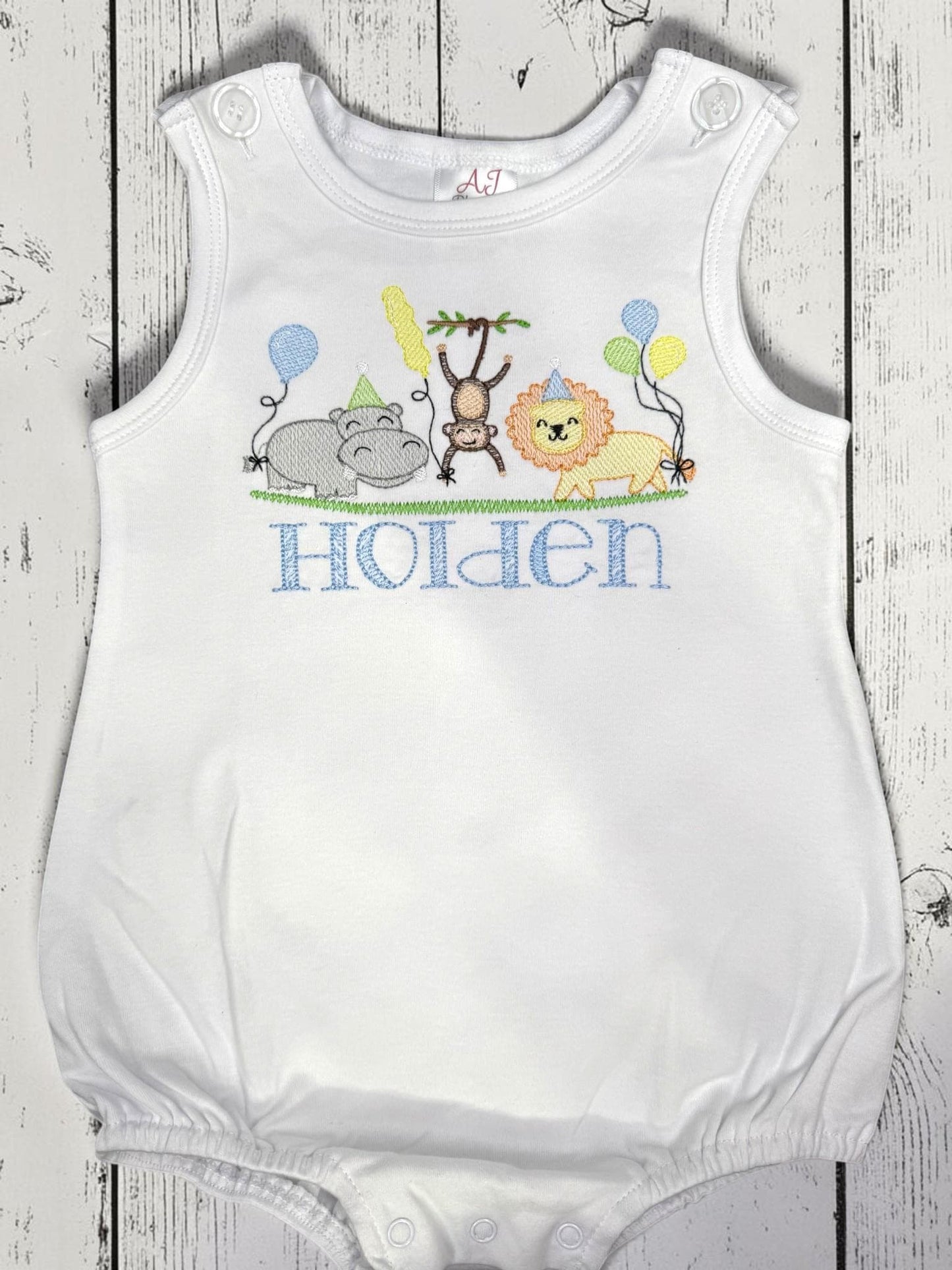 Personalized Birthday Zoo Animals Boy Bubble Romper | Custom Baby Boy Bubble | First Birthday | Safari Birthday | Baby Shower Gift